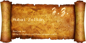 Hubai Zoltán névjegykártya